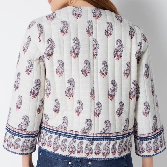 J. Jill Quilted Paisley Villa Jacket Porcelain - Picture 3 of 14